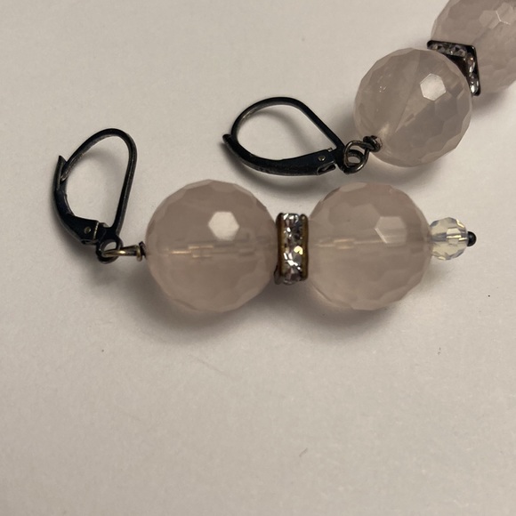 Pale Light Pink Bauble and Rhinestone Earrings - Picture 11 of 15